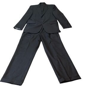 Jack Victor Collection Noble CT Super 130s Wool Mens Suit 44R 36R Charcoal Pinst